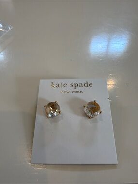 kate spade Gold Clear Crystal Round Stud Earrings